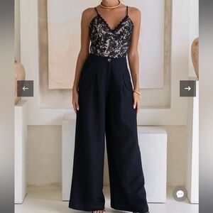 Maggie Black Wide Leg Pants Size Small Color Black